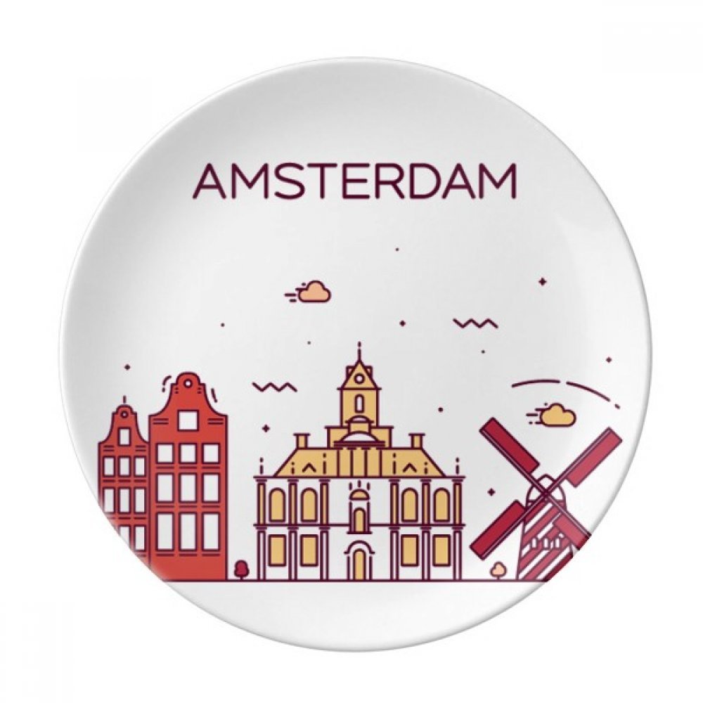 Assiette cadeau maison Amsterdam en porcelaine blanche pour un souvenir unique