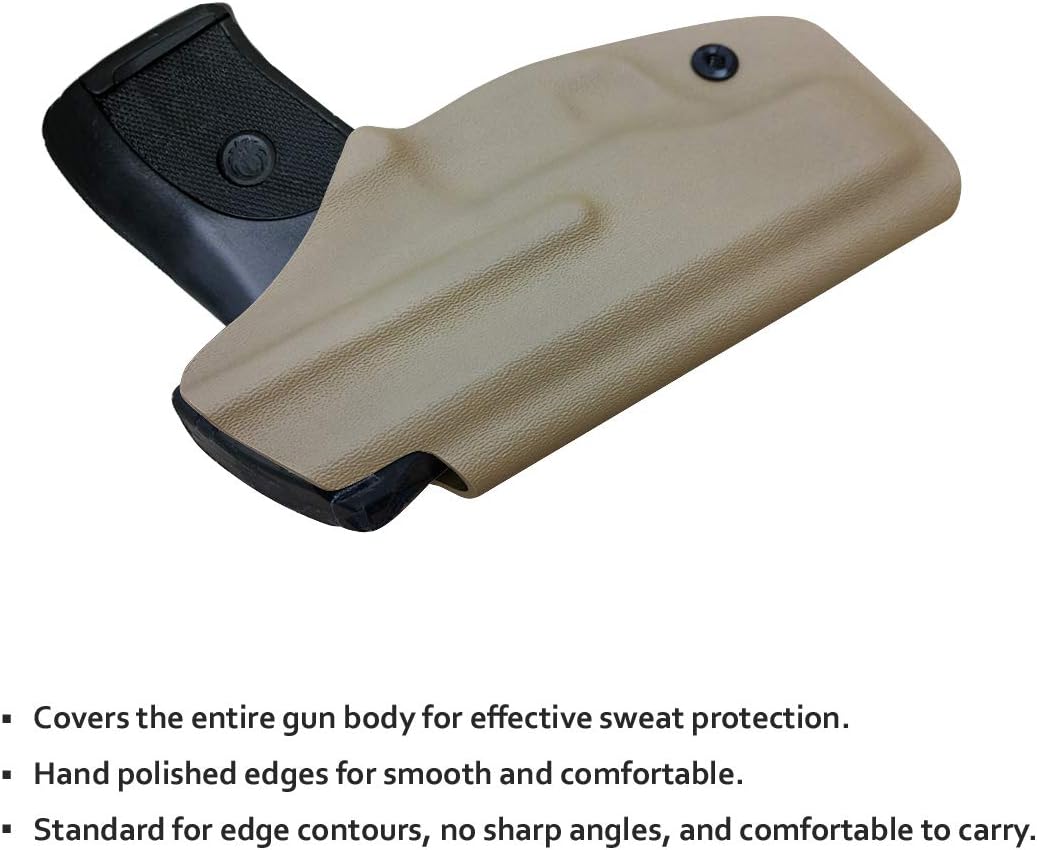 Ruger EC9S Holster, Kydex IWB Holster Custom Fit: Ruger EC9S / LC9 / LC9S / Ruger LC380 Pistol - Inside Waistband - Adj. Cant Retention - Cover Mag-Button - No Wear - No Jitter