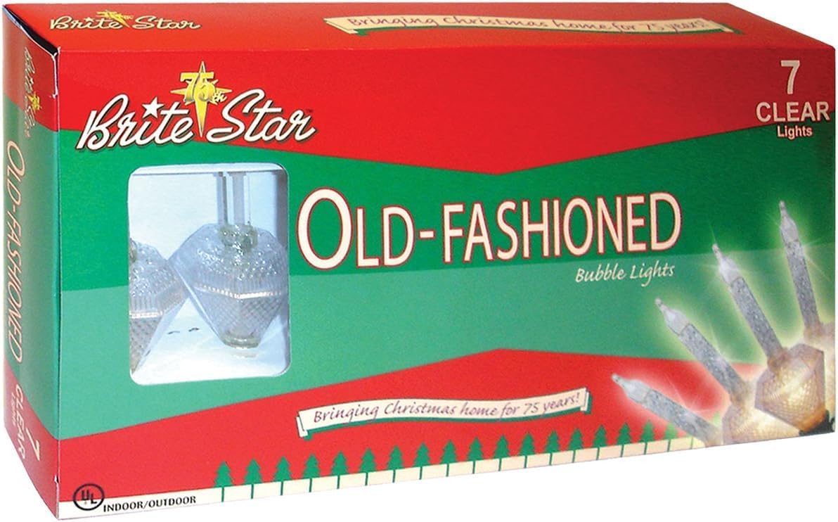 Brite Star 7 Count Bubble Lights, Diamond Shaped Base, Clear Lights with Glitter