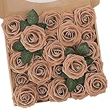 N&T NIETING Brown Roses Artificial Flowers, 25pcs Fake Flowers Bulk Perfect for DIY Wedding Bridesma