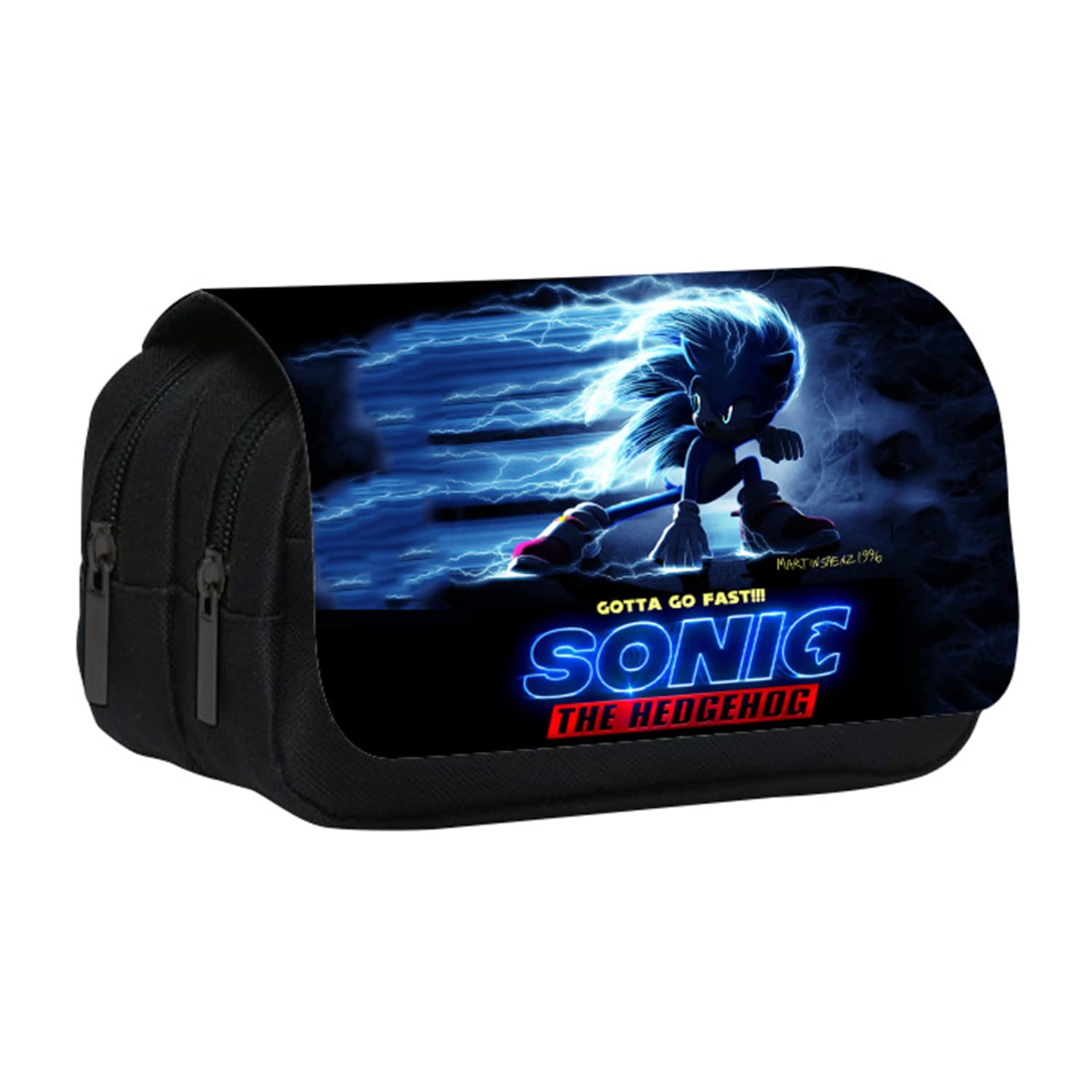 Bonamana Sonic The Hedgehog Pencil Case for Kid Large Capacity Pen Case Cartoon Pencil Bag Pouch Holder Desk Organizer Multi Children's Students Office School, Lightning Sonic, S, Pencil Case