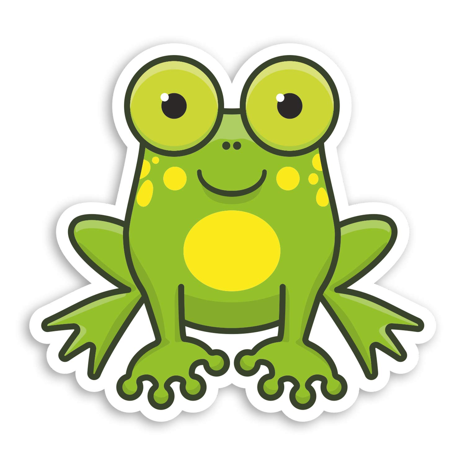 Destination Vinyl Ltd Multi 2 X 10Cm Happy Green Frog Vinyl Stickers - Frogs Cute Animal Kids Sticker #29279
