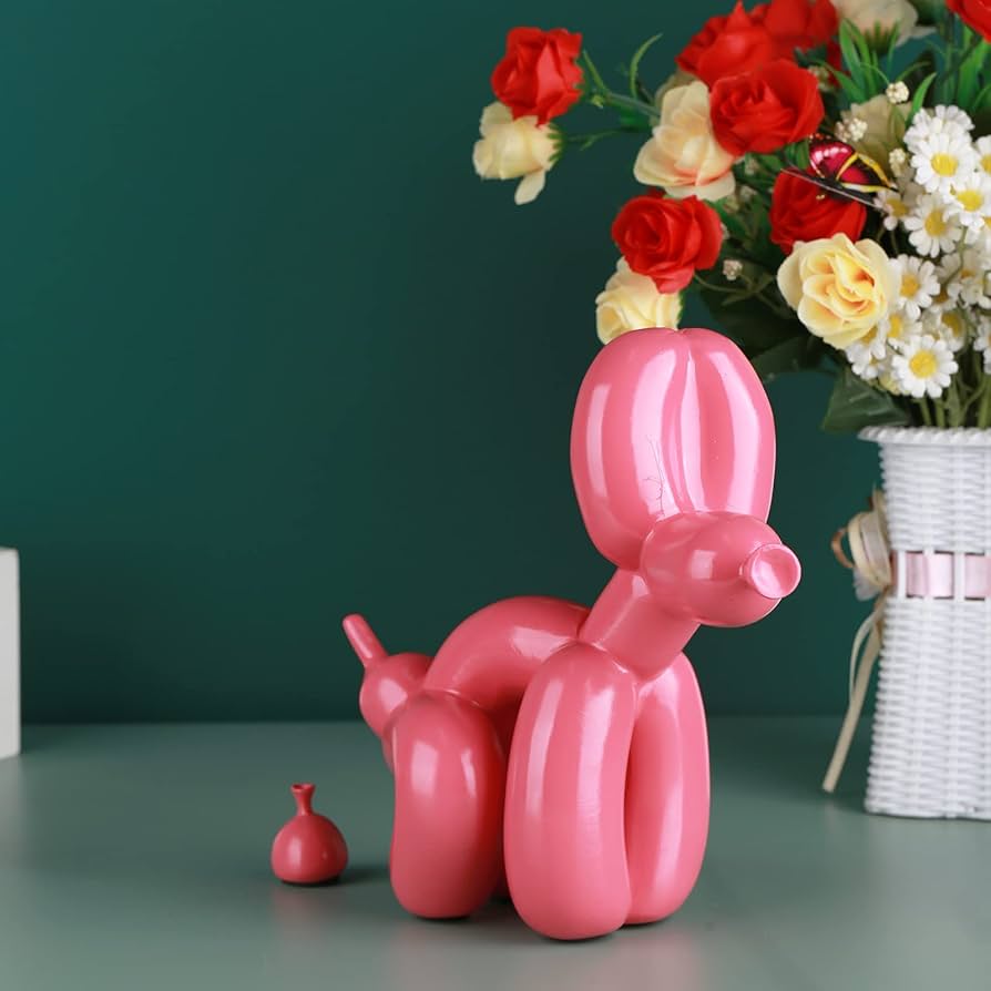 Amazon.co.jp: ピンクの風船動物像、うんちバルーン犬の彫刻