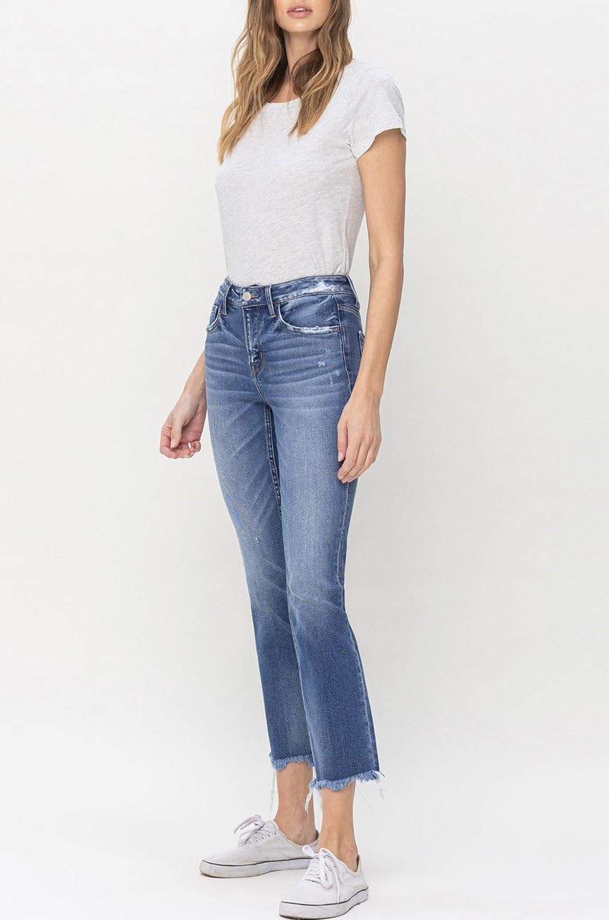 Flying Monkey - Mid Rise Crop Slim Straight Jeans - (27.25" Inseam) - F5210 - Includes Official Tag