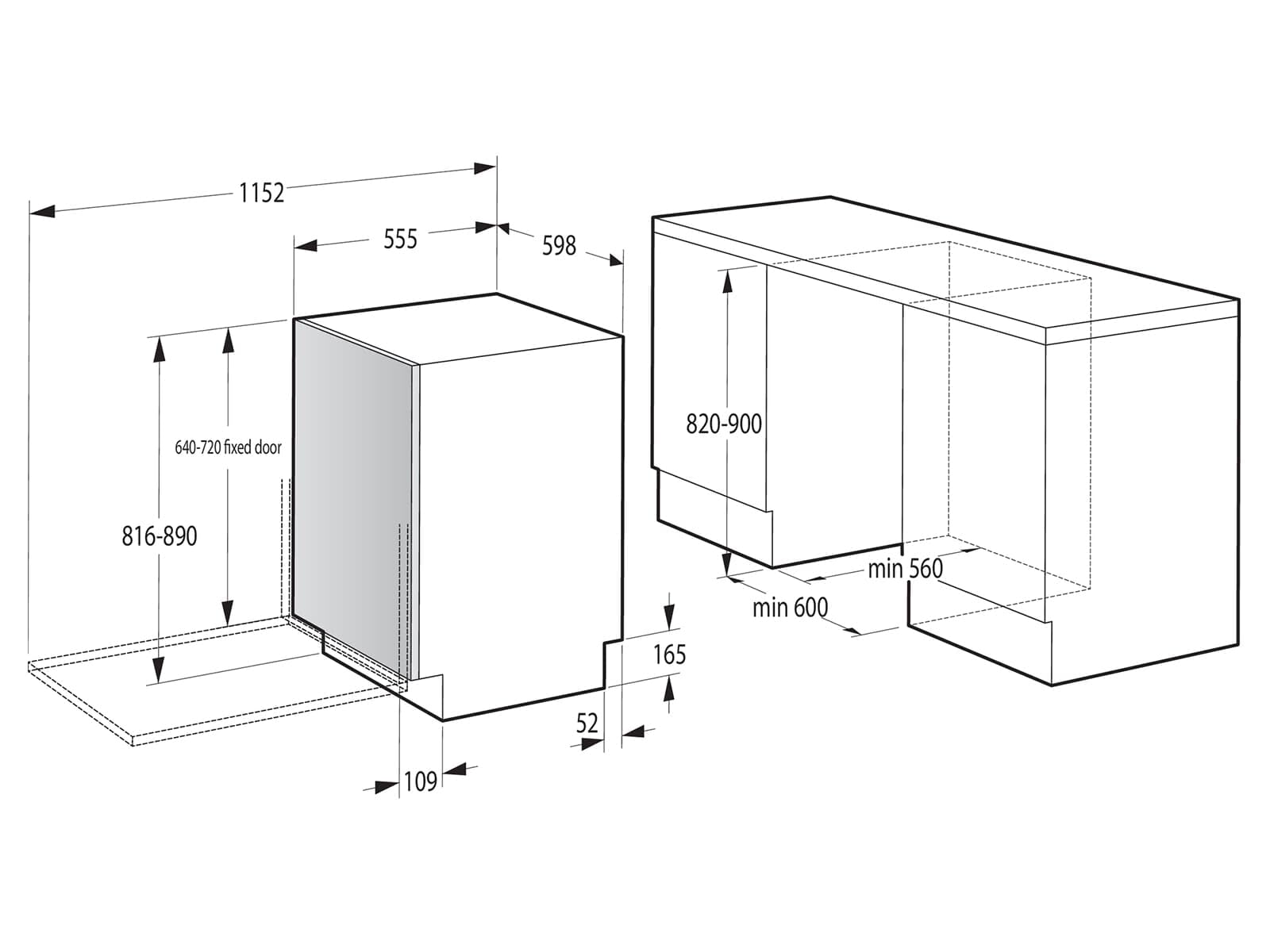 Gorenje - Vollintegrierbarer Einbaugeschirrspüler - Edelstahl - Stahl - 16 Maßgedecke - 9,6 Liter - 39 dB - 6 Programme + Automatikprogramme