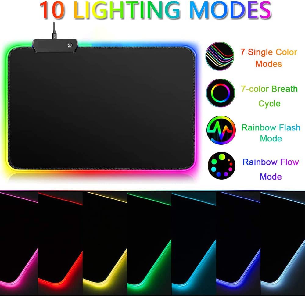 Tastiera da gioco cablata, set di mouse 3 in 1, tastiera meccanica con interruttore blu retroilluminato arcobaleno, mouse da gioco da RGB da 16000 DPI con 7 pulsanti +10 mouse pad retroilluminato RGB