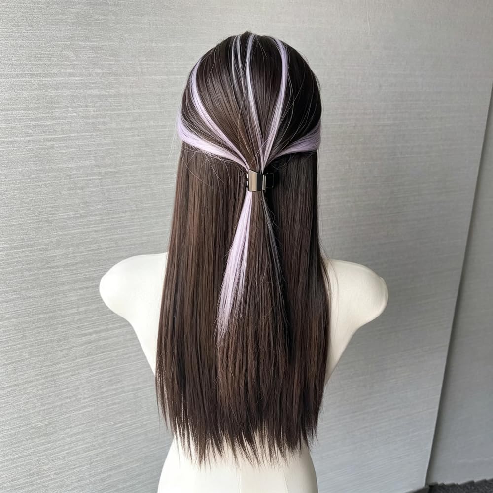 Haarpflege Lange Gerade Damenperücke In Schwarz Und Lila Für Den Gebrauch Cosplay Zärtlichkeit