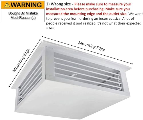 Miniatura 5 de GSW Difusor de aire ajustable de 4 vías con recubrimiento de polvo blanco de 14 pulgadas para enfriador evaporativo de pantano, borde de montaje de