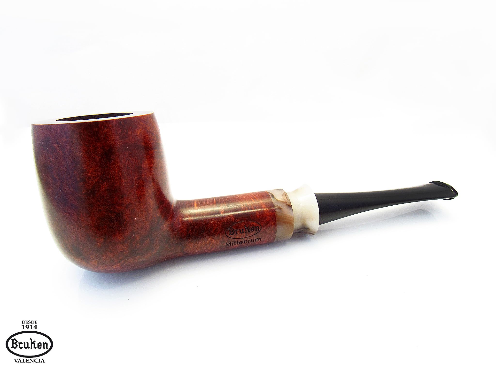 Pipa de tabaco de madera hecha a mano "Billar" diseñada para fumadores de pipa y caja (Millenium Morvedre)