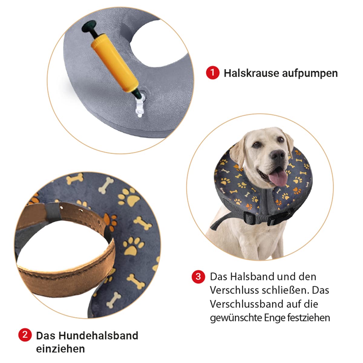 Halskrause Hund & Katze, Hundekragen Leckschutz, Halskragen weich nach OP, Schutzkragen Verschiedene Größen, Kragen für Hunde und Katzen (L)