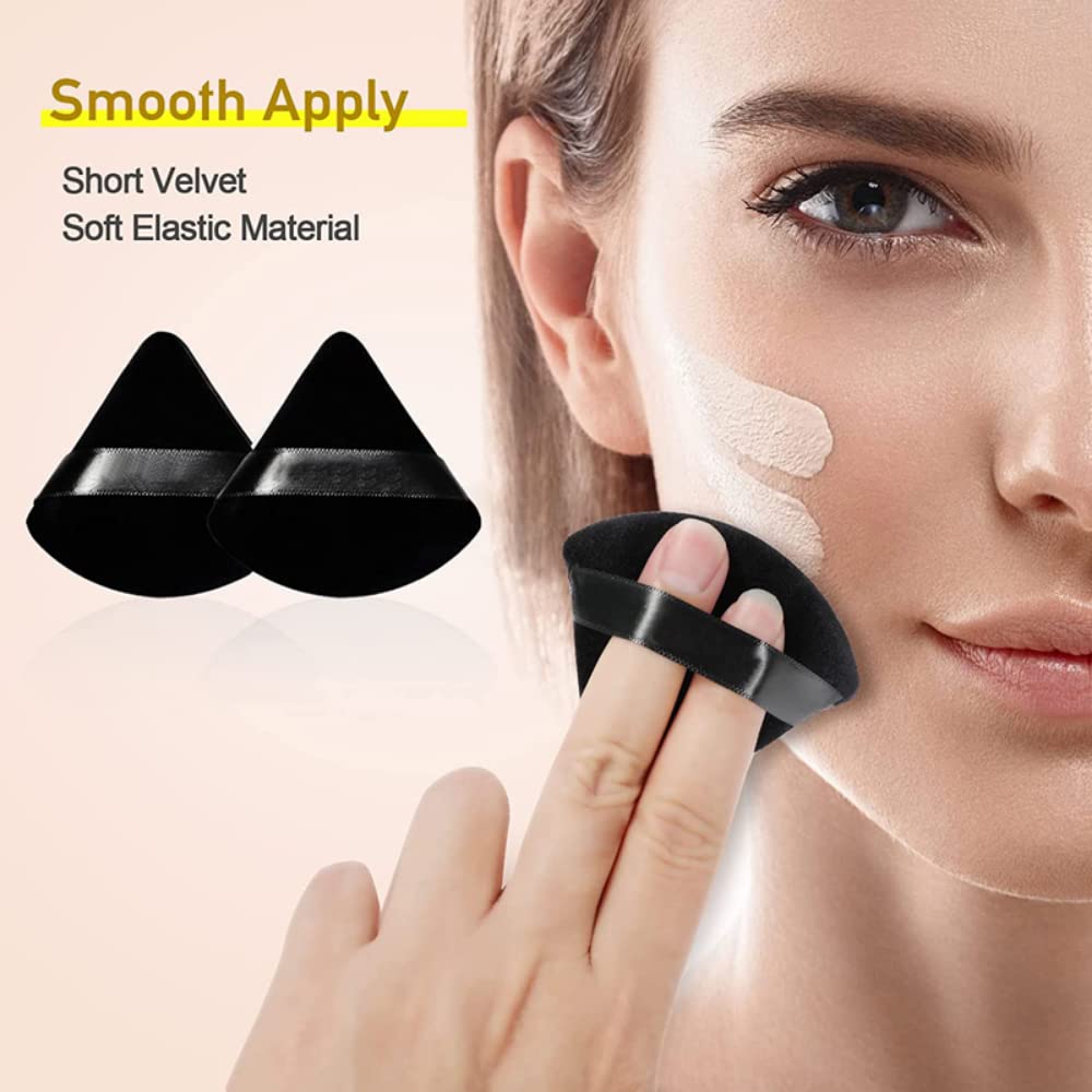 Powder Puff Mini Face Makeup Sponge Cosmetics Soft Cotton Face Powder Puff Washable Velvet Makeup Puff Tools (2pcs black)