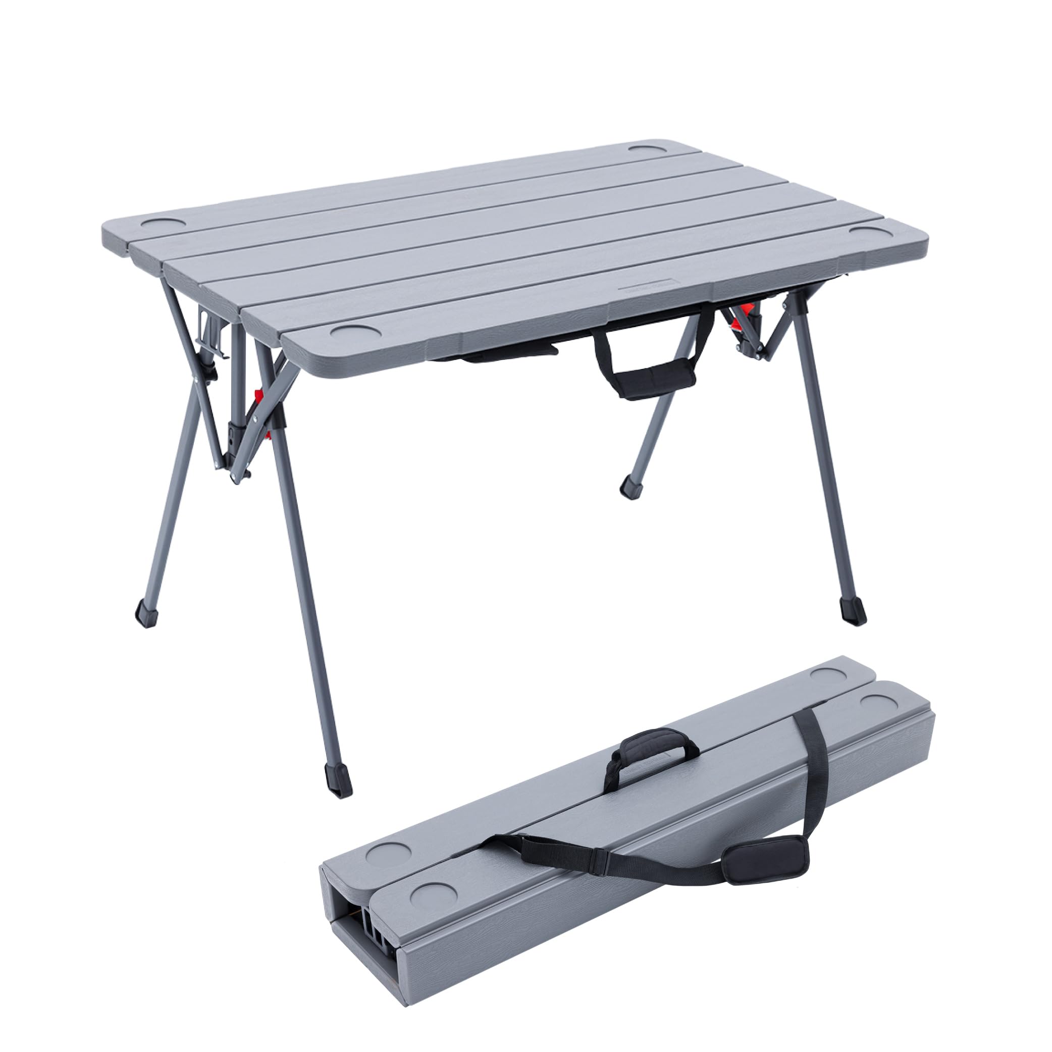 Cococabana X Camphor Portable Folding Table with Adjustable Shoulder Strap for Camping, Tailgating, Picnic, RV - Roll Up Design, Quick Setup, Compact Size, Heavy-Duty, Scratch & Stain Resistant