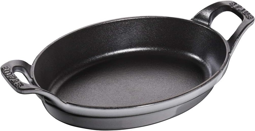staub Dish 40509-559 Oval Stackable Dish, Gray, 8.3 inches (21 cm), Cast Iron Grill, Au Gratin Dish