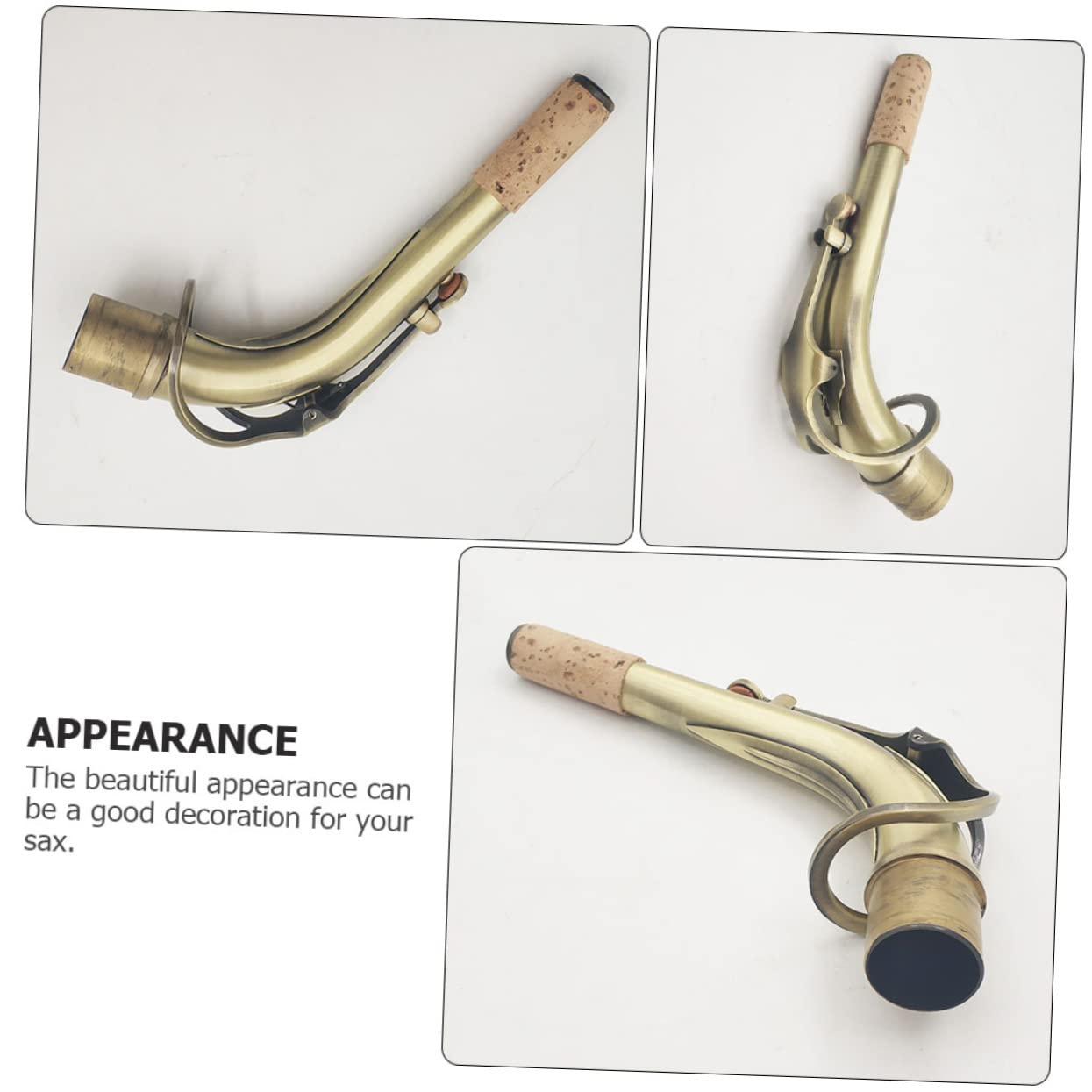 Bocchino Sax Alto in Ottone Diametro 24, 5mm Stile Antico | Collo Curvo per Sassofono, Finitura Oro, Parti per Strumenti a Fiato, Aspetto Elegante