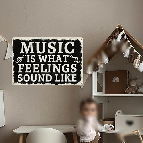 Miniatura 4 de Cenacle Music Is What Feelings Sound Like - Letrero de hojalata de 8 x 12 pulgadas, rectangular, Art Deco, montaje en pared, color negro, decoración