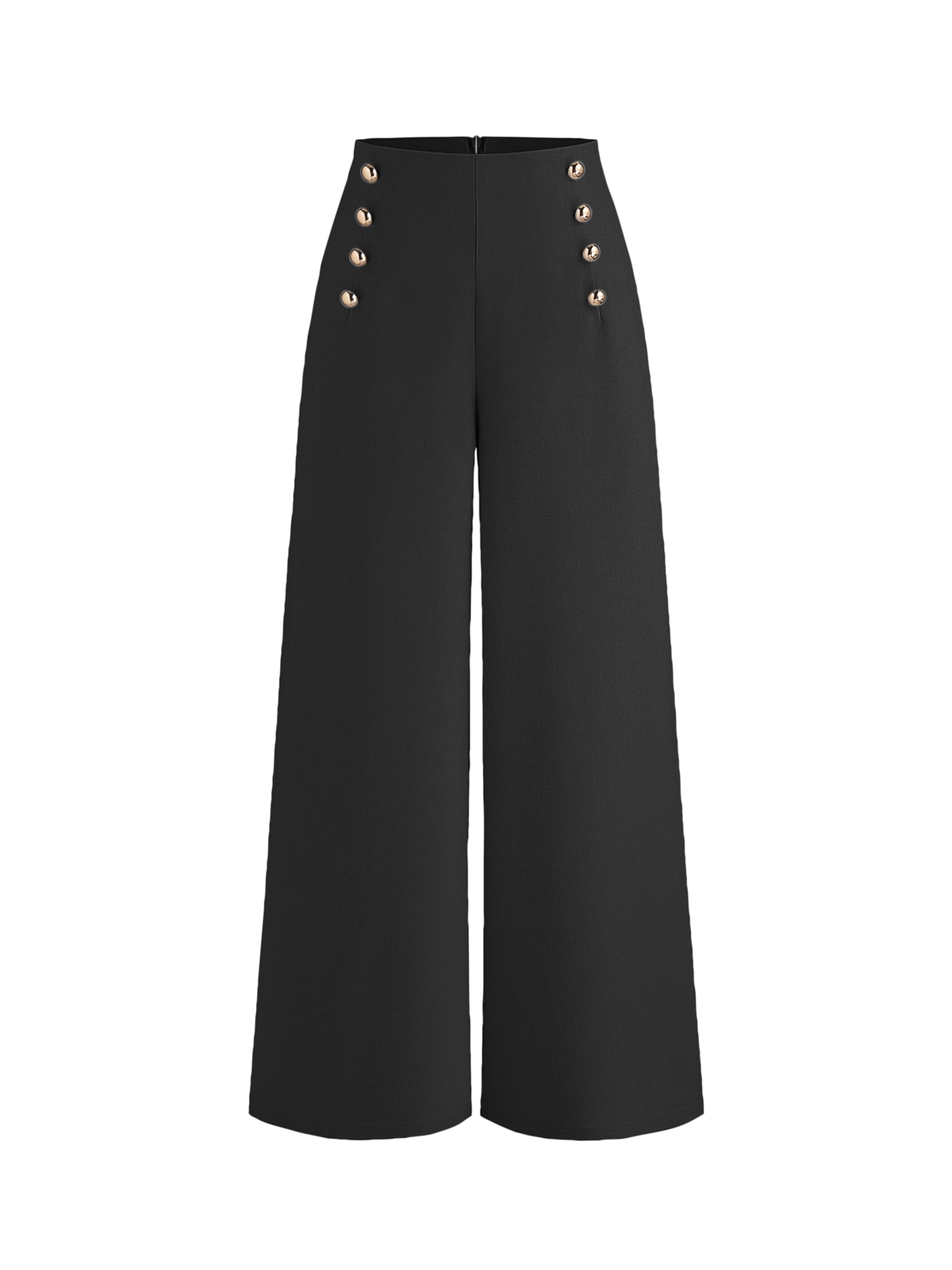CIDER Wide Leg Pants Womens Pants Button Pocket Mid Waist Solid Trousers Long Pant Casual Business Office Wear