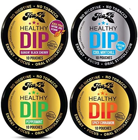 Herbal Energy Pouch Variety Bundle - 4 Packs - Cool Mint Chill, Banging Black Cherry, Peppermint, Spicy Cinnamon