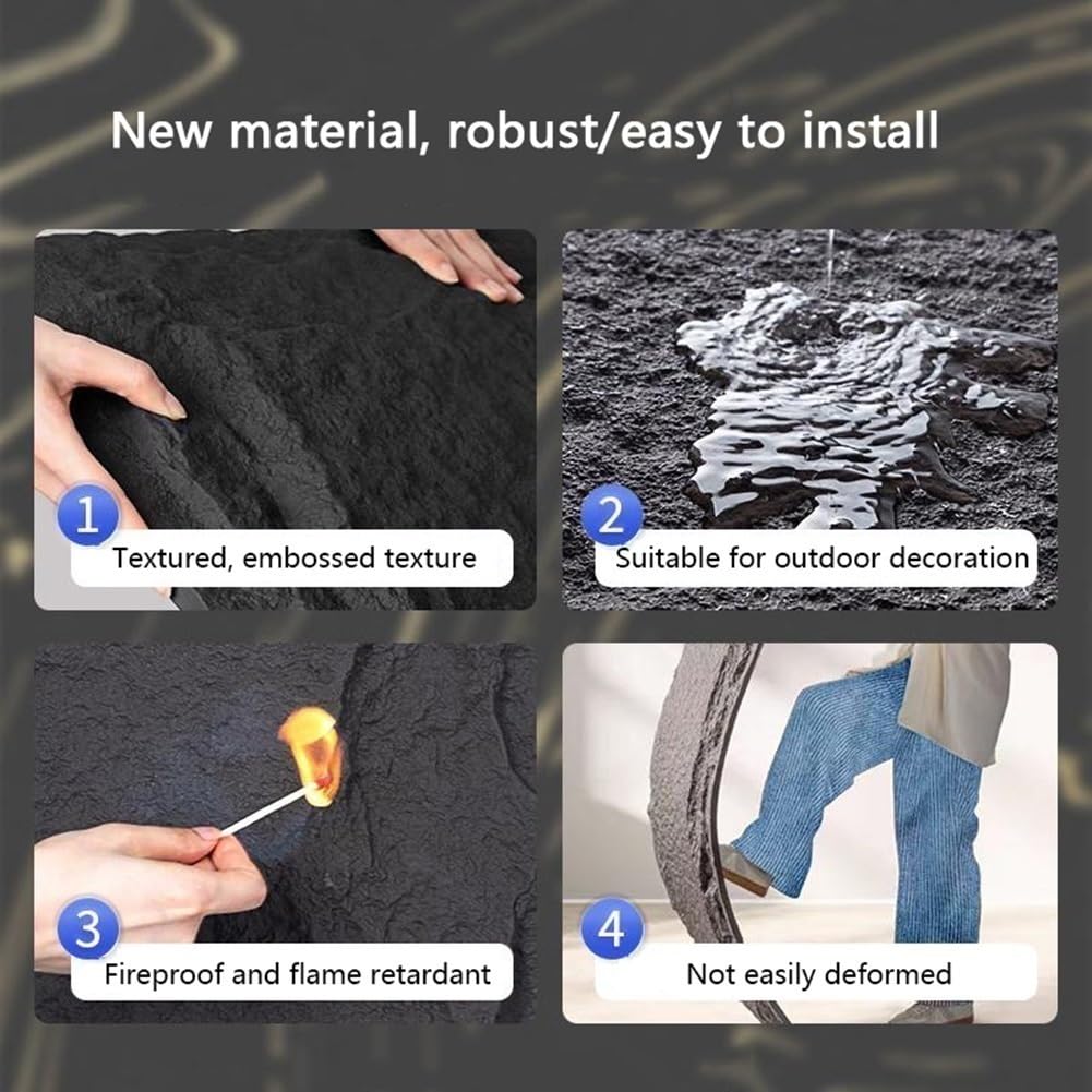 Paneles de pared de piedra sintética artificial 3D, ladrillo de acento de chapa de piedra sintética, panel de pared con textura de efecto de ladrillo natural para bricolaje y mejoras del hogar