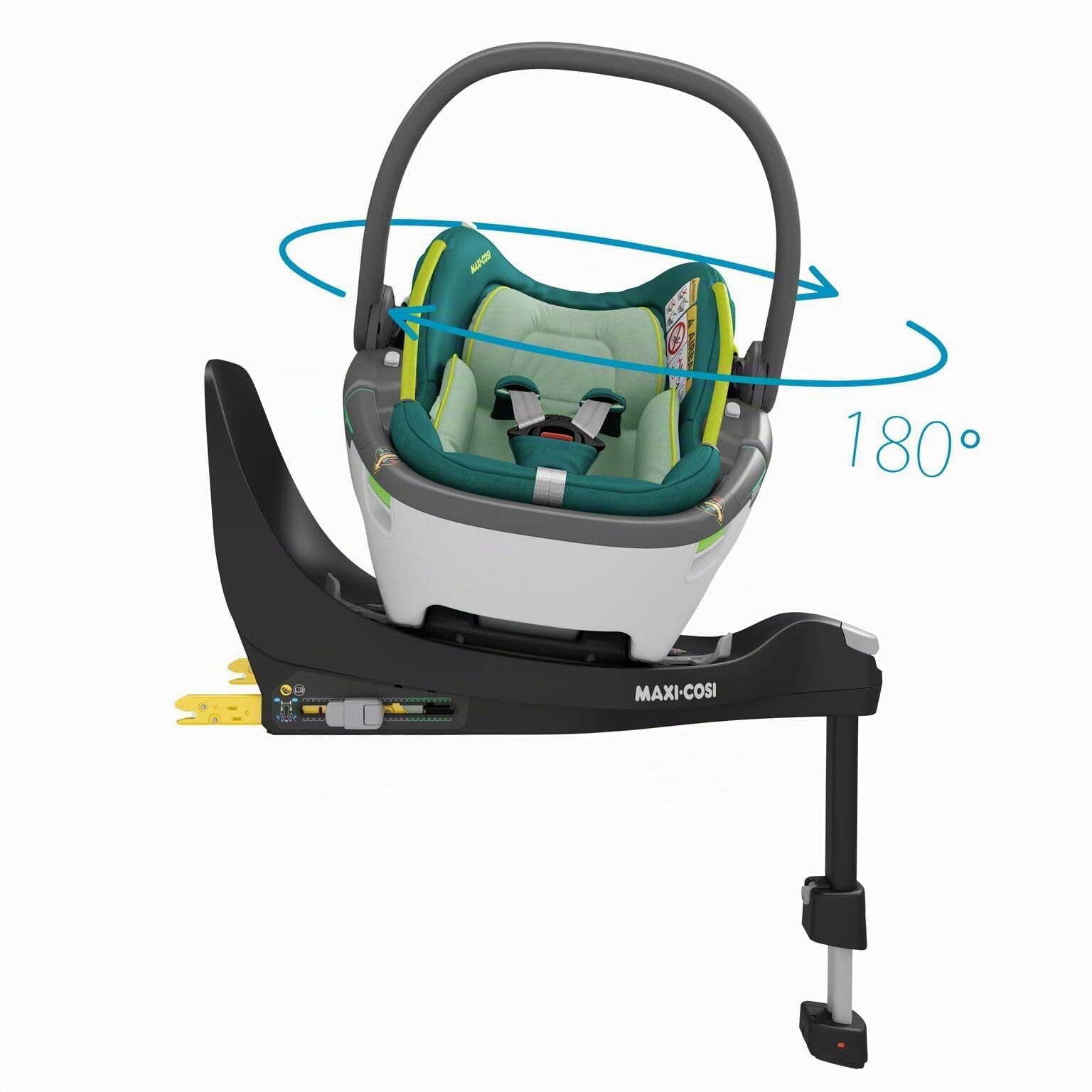 Maxi-Cosi Coral 360 i-Size, Siège-auto bébé, Siège-auto nouveau-né 360, 0 à 12 mois (40 à 75 cm), Rotation à une main, Nacelle ultra légère, Protection G-CELL, Grand canopy pare-soleil, Neo Green