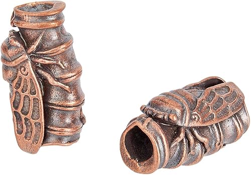 Miniatura 1 de SUPERFINDINGS 2 cuentas de latón para cuchillo de cigarra, cuentas espaciadoras de columna de cobre rojo, cuentas espaciadoras redondas vintage para