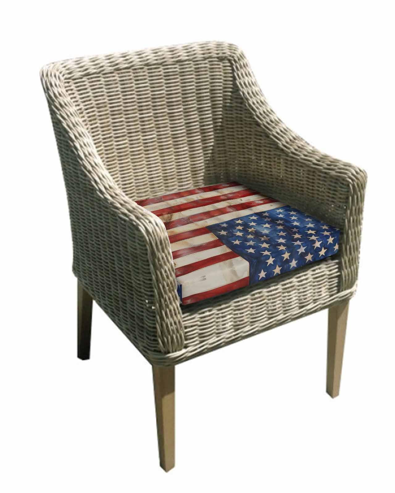 Hokiten American Flag Outdoor Cushion Chair Cover Set of 4 - Waterproof Couch Seat Covers, Watercolor USA Flag Red Blue Patio Furniture Protector Cushions Slipcovers for Sofa/RV, 22