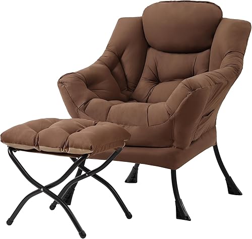 Miniatura 35 de Tiita - Sillón reclinable con otomana, grande, moderno, sofá de ocio, de lectura, con reposapiés, para dormitorio, sala de estar, dormitorios,