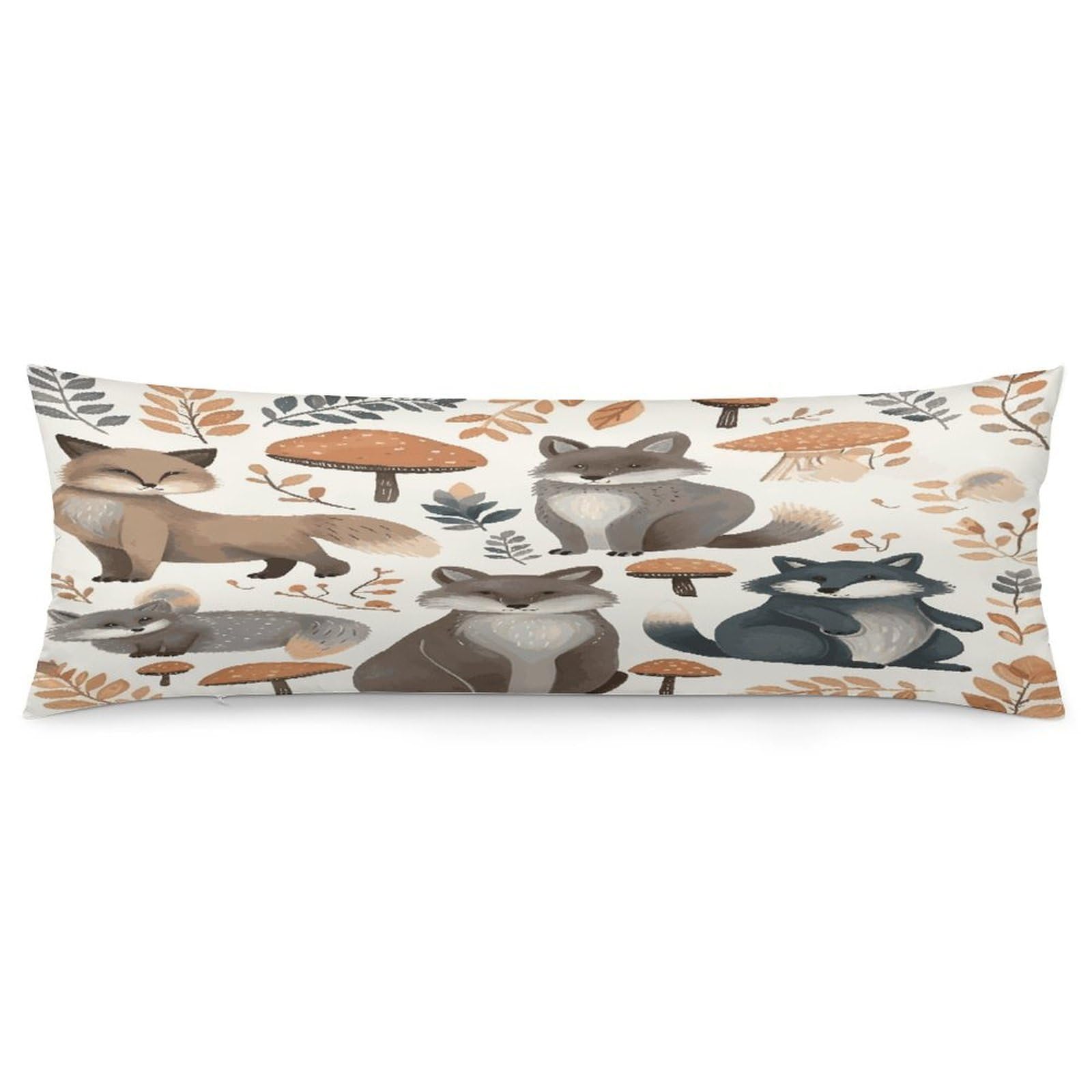 Woodland Raccoon Animals Pillowcase Long Body Pillow Cover Soft Decorative Body Pillow Case Breathable Large Pillowcase Cute Cozy Pillow Protector for Bed Sofa Couch Room 18.9 X 53 Inch