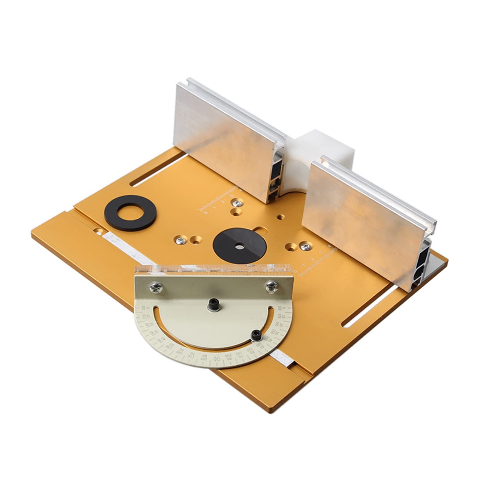 Placa de inserción de mesa de enrutador de aluminio con calibre de inglete for bancos de carpintería, sierra de mesa, recortadora multifuncional, máquina de grabado(A 1set)