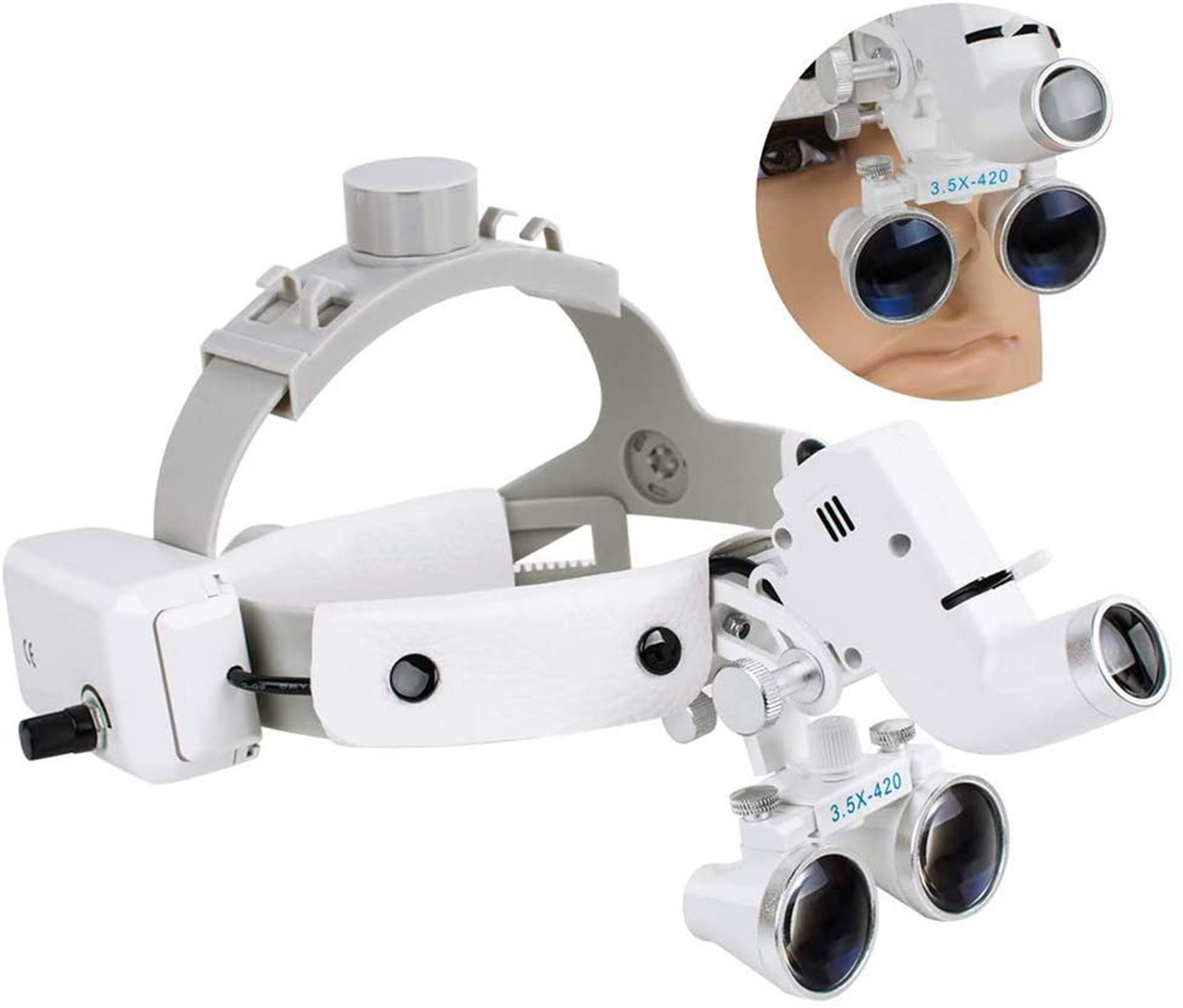 asdchZen Magnifying Glass Magnifying Glasses Headband Magnifier Handheld Digital Magnifier Dental Loupes With Light Magnifier With 5W Headlamp Lights 3.5X-420 Binocular Glasses Magnifi