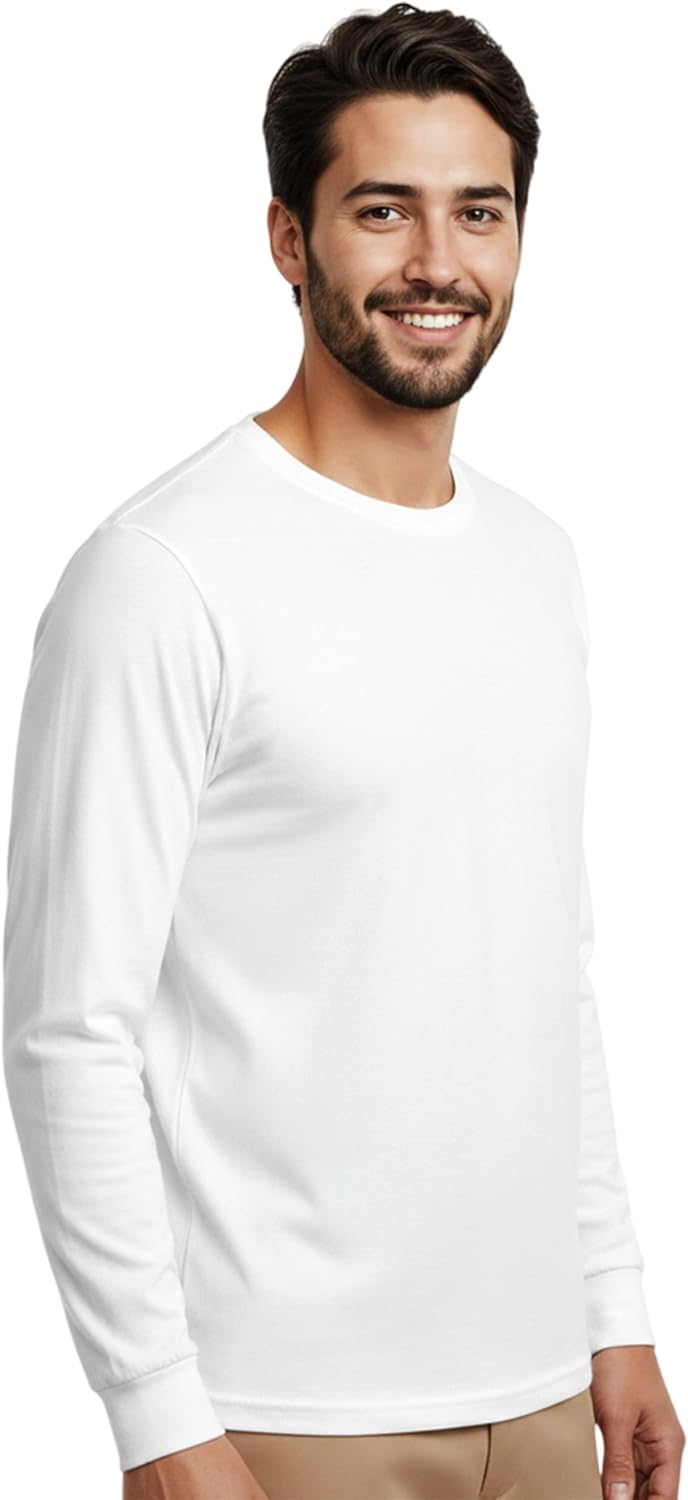 Long Sleeve Cotton T Shirts for Men,Basic Crewneck Plain Tee Streetwear Layering Tops S-3XL Regular Big & Tall - Image 2