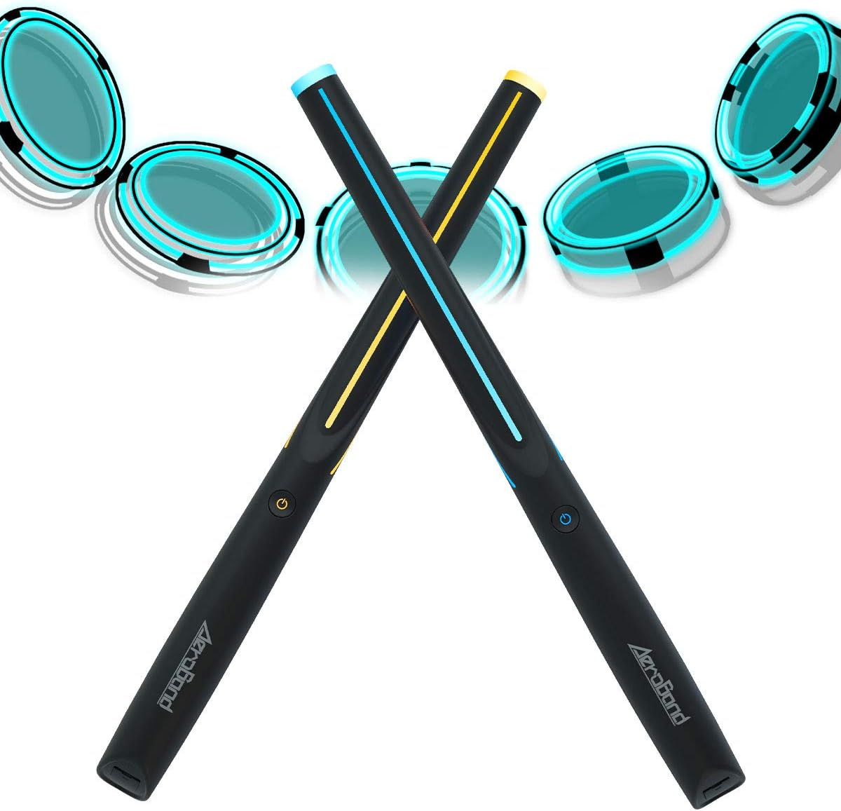 AEROBAND Drum Sticks Air Electronic Drum Set with Light, Bluetooth Wireless Connection Pocketdrum, 3 Modes Portable Drumsticks Indoor/Outdoor Travel Using- 1 Pair