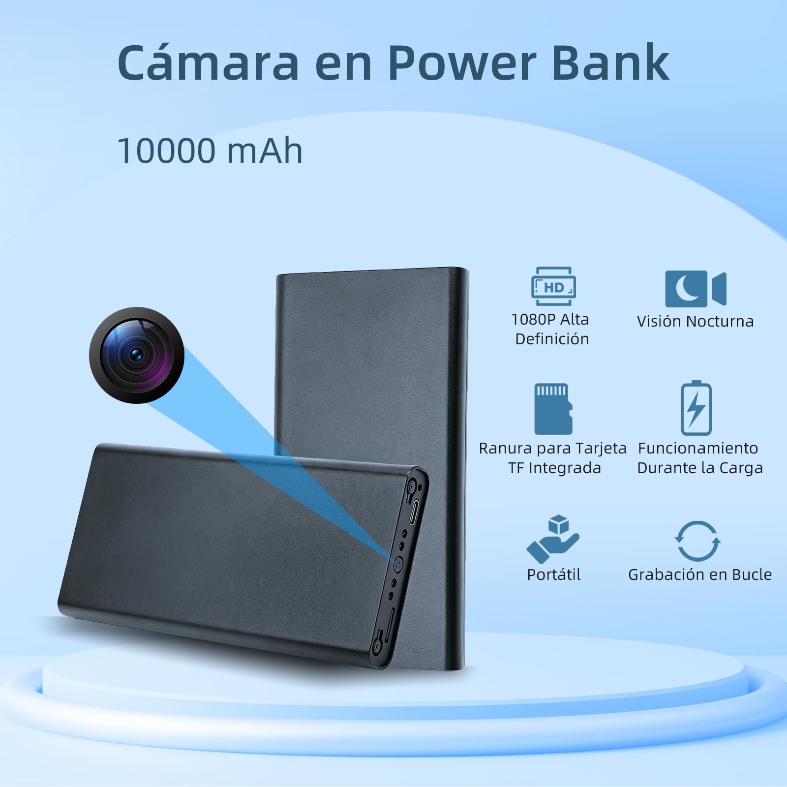 Mini cámara, cámara espía oculta, cámara niñera en alta definición 1080P,con función de detección de movimiento,apta para la vigilancia de seguridad en interiores,oficinas y otros lugares,sin Wi-Fi.