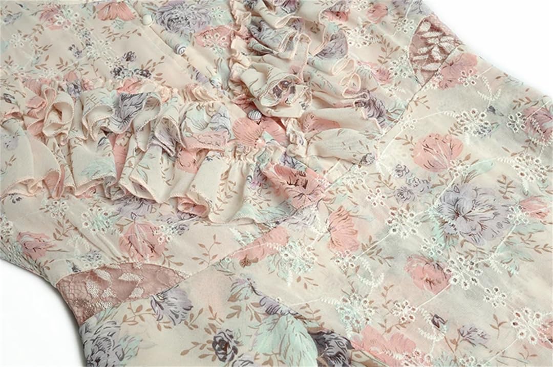 Disimlarl Abito lungo asimmetrico da donna con stampa floreale con colletto alla coreana abito midi aderente