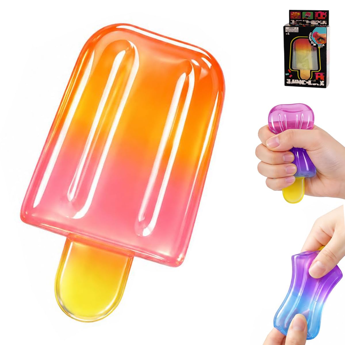 Popsicle Sugar Squishy Sensory Toys for Kids Adults, Ice Cream Squeeze Toys for Stress Relief, Soft Squishies Party Favors Goodie Bag Fillers, Cute Squishy Toys Like Dumpling Squishy Mystery Box Fun