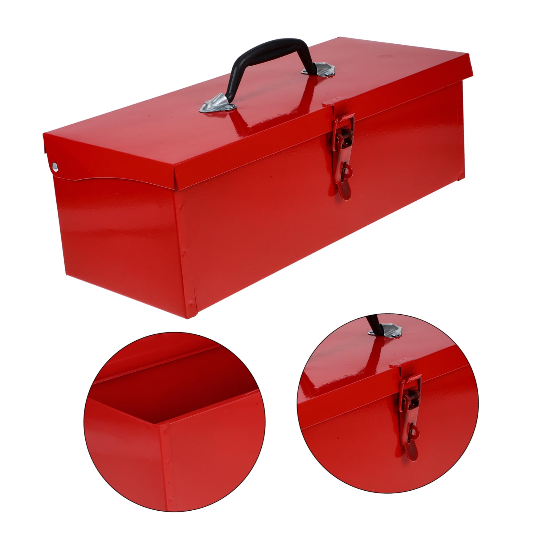 VILLCASE Cassetta Attrezzi Ferro Rossa, Cassetta degli Attrezzi Piccola in Lamiera, Portatile Maniglia Comoda e Chiusura Pratica per Officina e Casa Stile Casuale