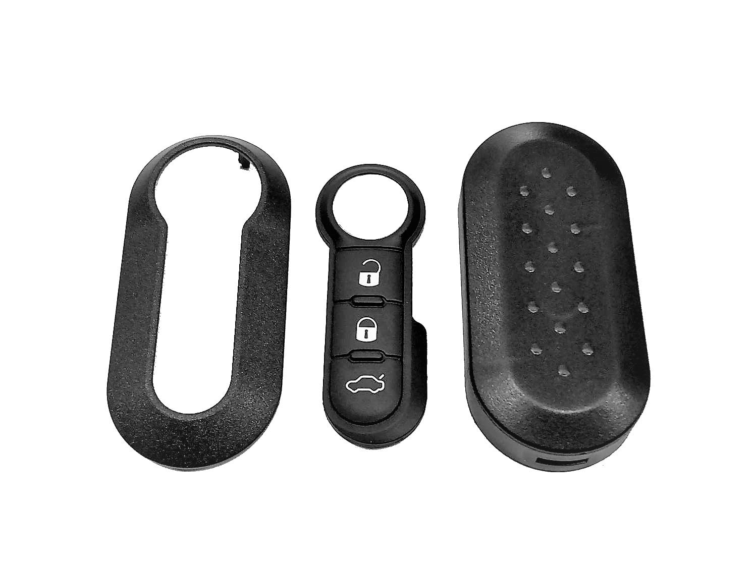 Cover Guscio Chiave + Tastini In Gomma Per Telecomando Fiat 500, Panda, Bravo, Punto Evo, Lancia Ypsilon, Musa - Colore Grigio Con Video Montaggio - 3