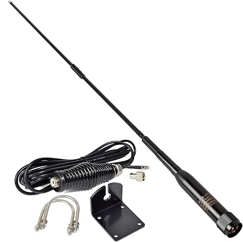 Miniatura 8 de HYS Amateur Antena móvil premontada de doble banda para cochecamiónSUV, 3.8dBi144MHz 430MHz6.5dBi, con resorte de barril resistente, con agujero de