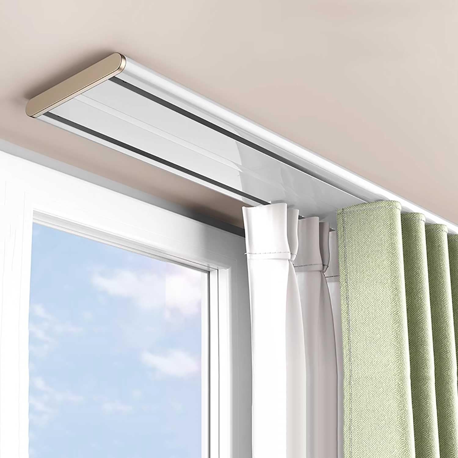 Double Silent Curtain Track Ceiling Curtain Track Rods Heavy-Duty Rails For Curtains-Room Divider Ceiling Mount Easy Installation For Windows, Bedrooms, and Hotels(White,3.8m/12.5ft)