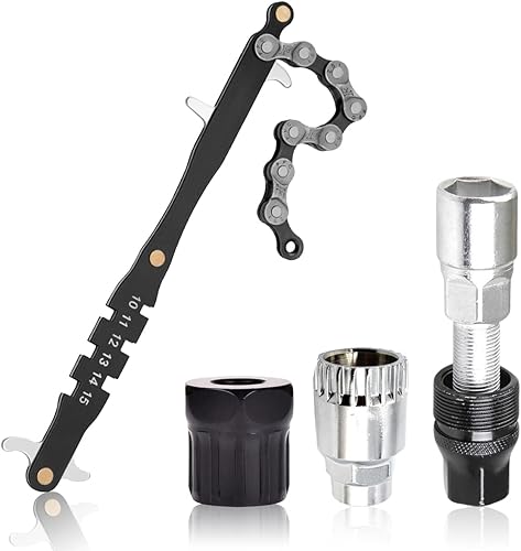 Kit de herramientas de cadena de bicicleta, kit de herramientas de extracción de casete de bicicleta, con látigo de cadena, llave auxiliar,