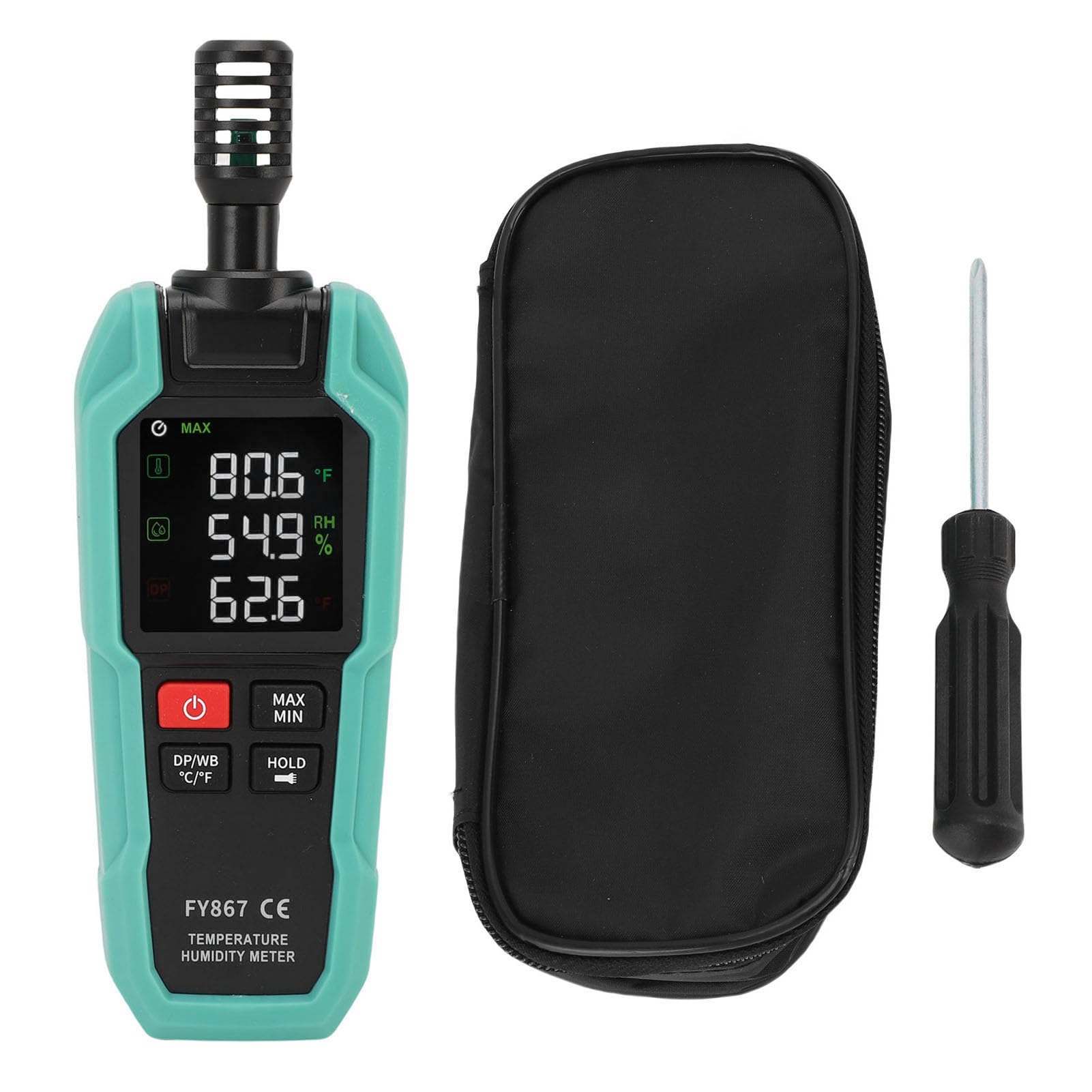 Jiawu Medidor Digital Portátil de Temperatura y Humedad, para Invernaderos de Hortalizas, Sótanos Exteriores, con Sonda de Alta Sensibilidad