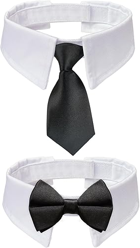Miniatura 9 de KOOLMOX - Corbata de perro formal para perro corbata de esmoquin grande y negro para perro grande Navidad cumpleaños vacaciones boda vacaciones San