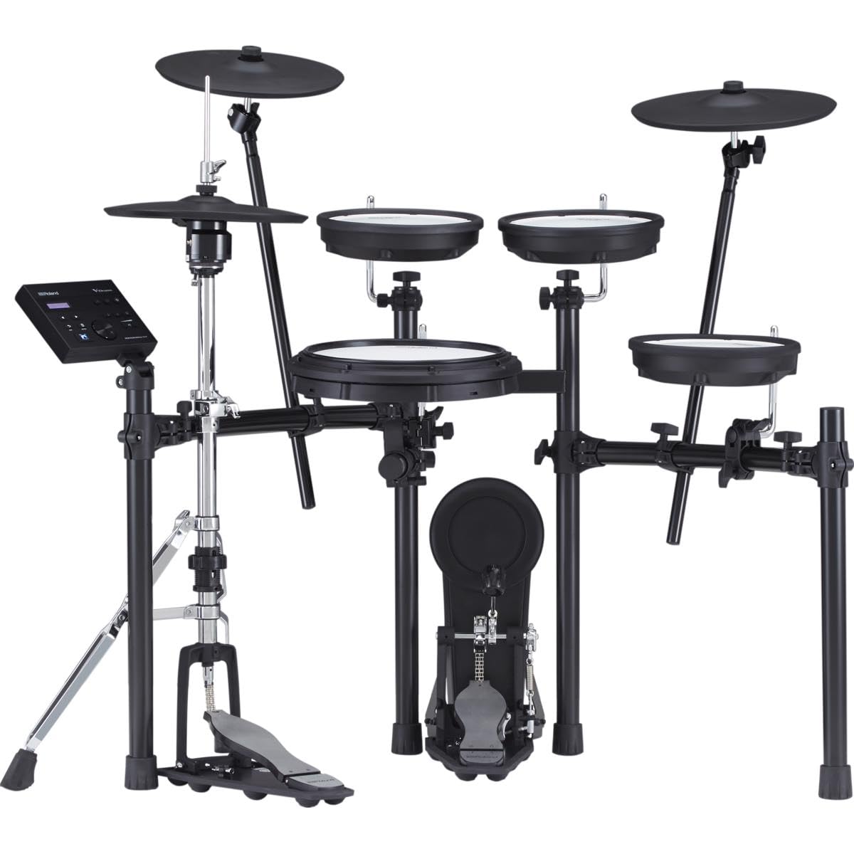 roland td-07kvx electronic v-drums kit  with vh-10 floating hi-hat and best-ever cymbals  bluetooth audio amp midi  40 free melodics lessons