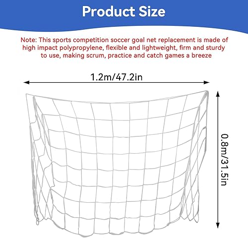 Miniatura 2 de Red de portería de fútbol, 3.9 x 2.6 ft de repuesto para portería de fútbol, red de fútbol al aire libre, patio trasero, porterías de fútbol, redes