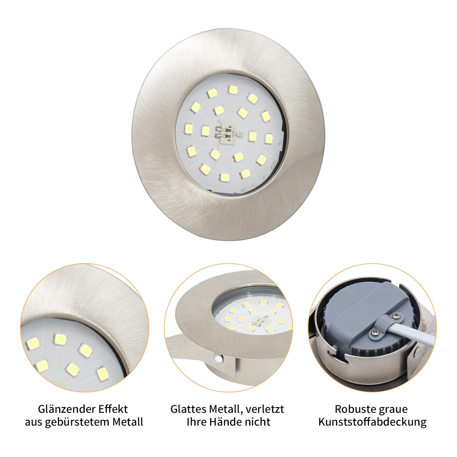 Faretti LED da Incasso per Cartongesso 5W,IP44 Luce Fredda 500LM,Foro 60-68mm per Bagno Cucina,Esterno Ultra Slim 30mm,Faretti Led Soffitto Inox 220V Set di 6