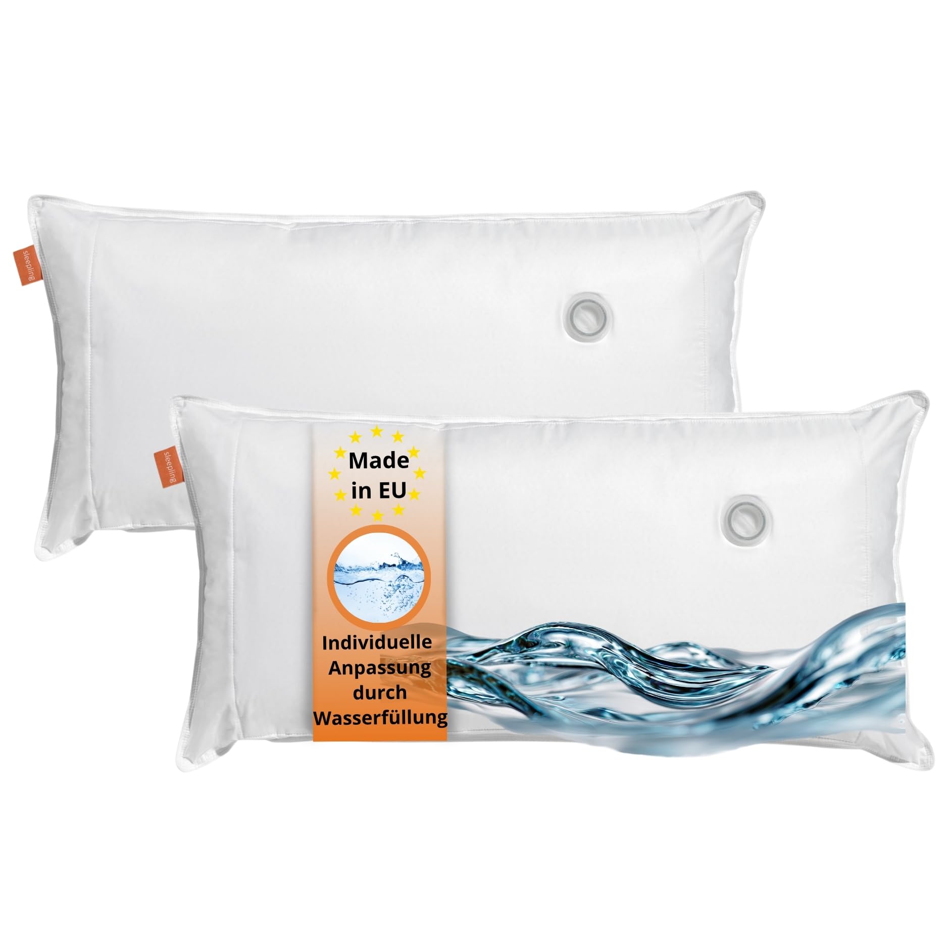 Oreiller d'eau contre les douleurs cervicales lot de 2 coton blanc 50x70 cm
