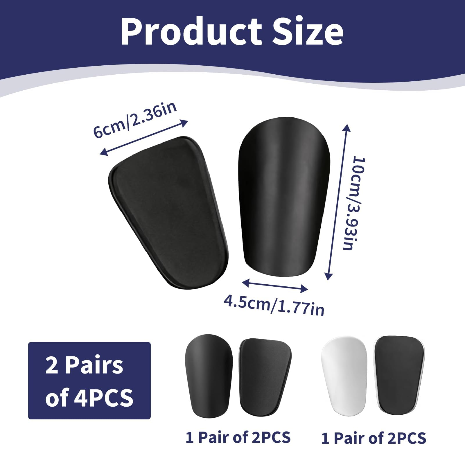 4 Piezas Mini Espinilleras Fútbol Ultraligeras 10x6 cm, Espinilleras Pequeñas Fútbol Protección EVA Carcasa Resistente, Espinilleras Niños Adultos Entrenamiento Fútbol Sala Competición Blanco, Negro