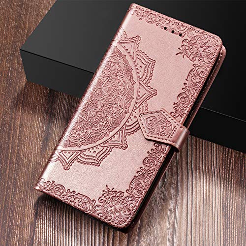 Image of ClickCase Queen Series for iPhone 15 Plus Leather Flower Embossing Wallet Flip case Magnetic Closure Flip Cover for iPhone 15 Plus (Rose Gold)
