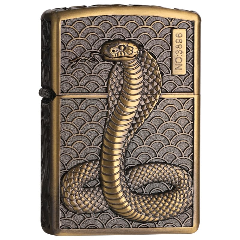 junweideyi Snake Lighter 2025 Year of the Snake Gifts๏ผReplaceable for Zippo (Only Case), Compatible Insert Size 3.6cm * 1.2cm * 5cm