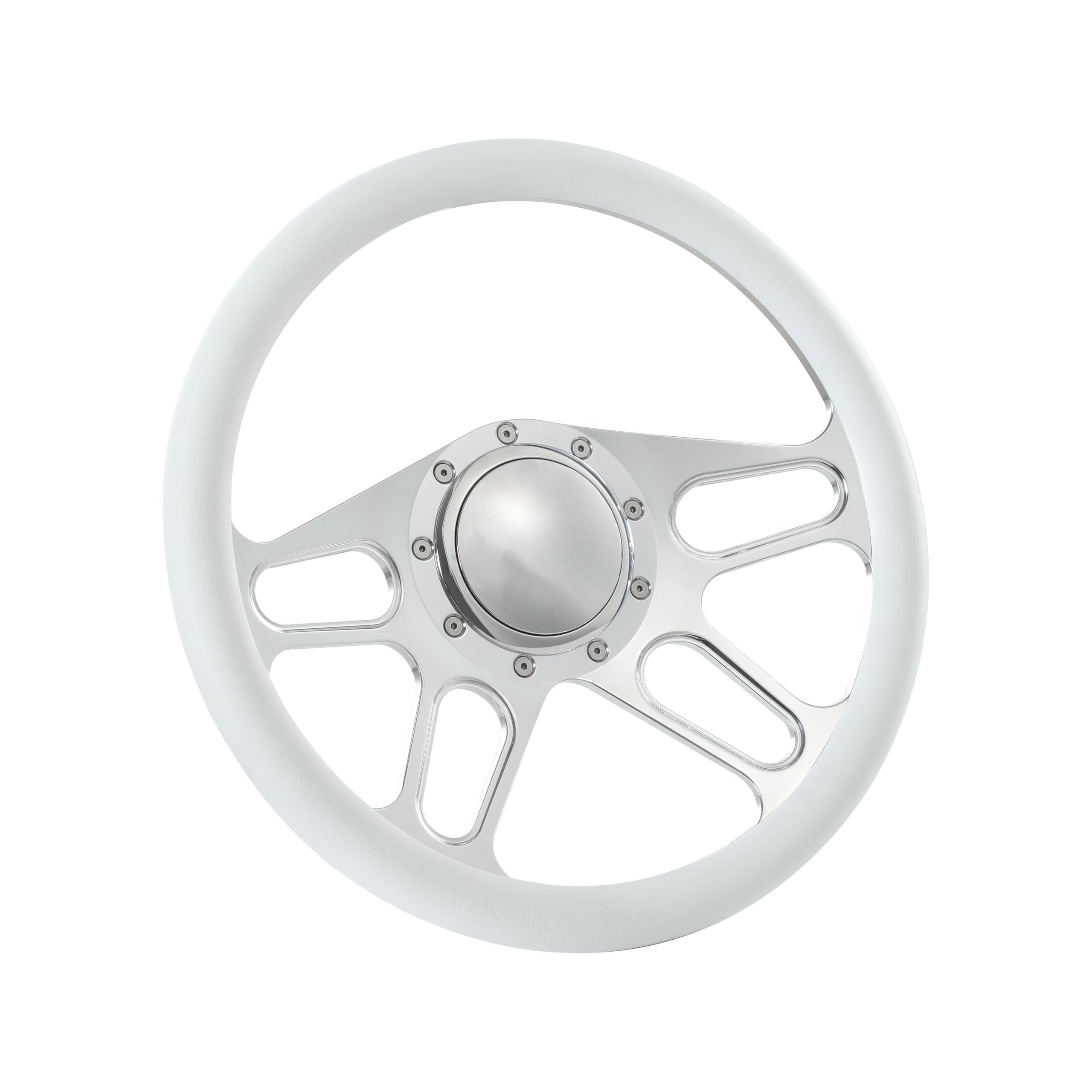 Flashpower 14'' Billet Steering Wheel White Half Wrap