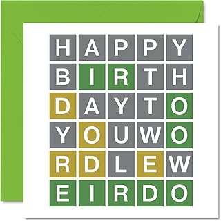 Tarjetas cumpleaños divertidas hombres mujeres, rompecabezas palabras, cuestionario, raro, tarjeta cumpleaños grosera él, ella, madre, padre, hermana, hijo, abuelo, 145 mm x 145 mm, broma ofensivo